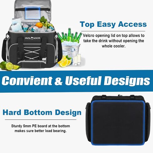 INSMEER Soft Cooler Bag, 55 Can/45L Large Cooler Bag with Hard-Bottom, Soft Sided Cooler Insulated/Leakproof/Collasible, Portable Ice Chest for Beach, Camping,Travel, Grocery Shopping in Saudi Arabia