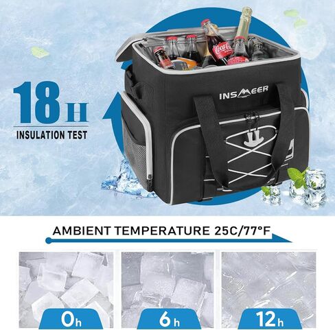 INSMEER Soft Cooler Bag, 55 Can/45L Large Cooler Bag with Hard-Bottom, Soft Sided Cooler Insulated/Leakproof/Collasible, Portable Ice Chest for Beach, Camping,Travel, Grocery Shopping in Saudi Arabia