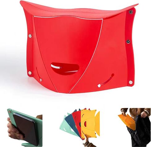 Folding Lightweight Portable Outdoor Stool, Thickness of 0.5 in, Foldable Travel Potty Stool, Footrest for Air Travel. Opens Quick for Camping Hiking Picnic Fishing Subway Party or Ball Games (Red) in Saudi Arabia