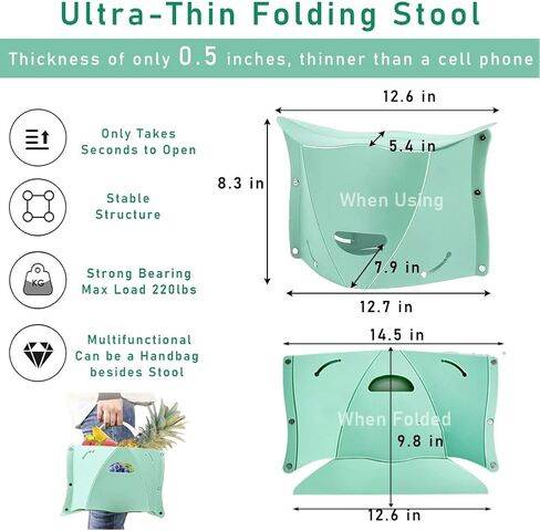 Folding Lightweight Portable Outdoor Stool, Thickness of 0.5 in, Foldable Travel Potty Stool, Footrest for Air Travel. Opens Quick for Camping Hiking Picnic Fishing Subway Party or Ball Games (Red) in Saudi Arabia