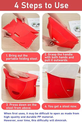 Folding Lightweight Portable Outdoor Stool, Thickness of 0.5 in, Foldable Travel Potty Stool, Footrest for Air Travel. Opens Quick for Camping Hiking Picnic Fishing Subway Party or Ball Games (Red) in Saudi Arabia