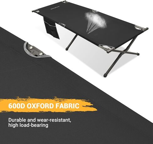 Kingcamp Camping Cot Portable Sleeping Cot for Adults Heavy Duty 81"x 30" Oversized Camp Cots with Pocket Folding Outdoor Camping Bed for Travel, Camp, Beach, Hike,Outdoor and Indoor Use in Saudi Arabia