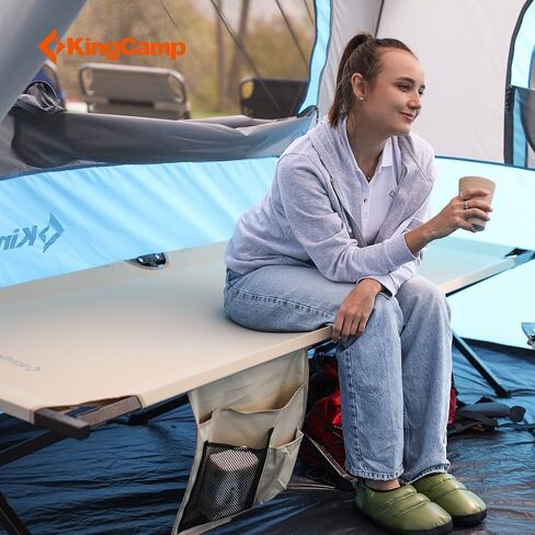 Kingcamp Camping Cot Portable Sleeping Cot for Adults Heavy Duty 81"x 30" Oversized Camp Cots with Pocket Folding Outdoor Camping Bed for Travel, Camp, Beach, Hike,Outdoor and Indoor Use in Saudi Arabia
