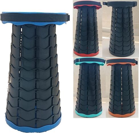 Portable Folding Stool Lightweight with Load Capacity 180KG, Retractable Plastic Foldable Collapsible Stool for Camping Fishing Hiking BBQ Outdoors Indoors Kitchen (Blue) in Saudi Arabia
