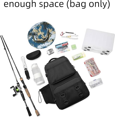 Rabjen Fishing Backpack Tackle Sling Bag – Lightweight Tactical Storage Sling Fishing Bag for Fishing Hiking Hunting in Kuwait