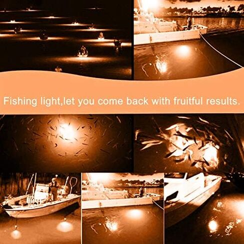 16W Underwater Fishing Light, DC 12-48V LED Submersible Fish Finder Light, Night Ice Fishing Attracting Light, with 5M Power Cord and Battery Clip in Kuwait
