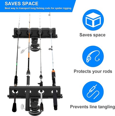 Rod Rack for Boat/360 ° rotatable rubber boat fishing boat inflatable boat multi row fishing rod frame multifunctional bracket base/Charging Boat Road Yaboat Rubber Boat Fishing Rod Frame in Saudi Arabia