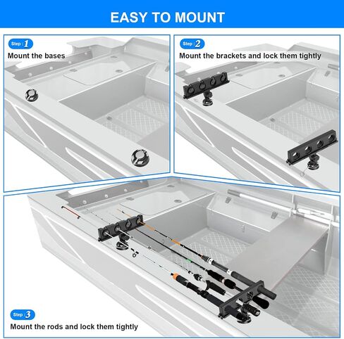 Rod Rack for Boat/360 ° rotatable rubber boat fishing boat inflatable boat multi row fishing rod frame multifunctional bracket base/Charging Boat Road Yaboat Rubber Boat Fishing Rod Frame in Saudi Arabia