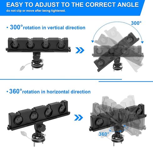 Rod Rack for Boat/360 ° rotatable rubber boat fishing boat inflatable boat multi row fishing rod frame multifunctional bracket base/Charging Boat Road Yaboat Rubber Boat Fishing Rod Frame in Saudi Arabia
