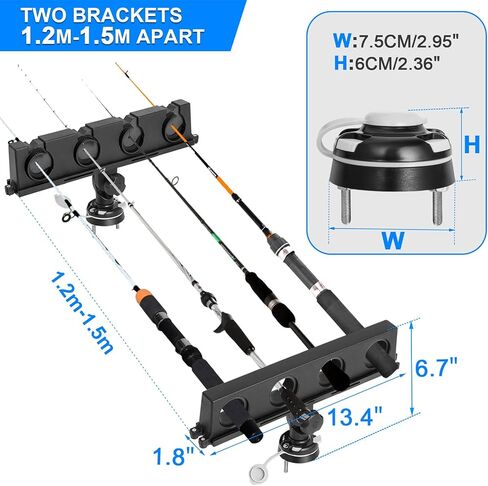 Rod Rack for Boat/360 ° rotatable rubber boat fishing boat inflatable boat multi row fishing rod frame multifunctional bracket base/Charging Boat Road Yaboat Rubber Boat Fishing Rod Frame in Saudi Arabia