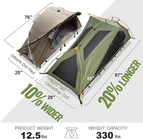 Night Cat Camping Cot Tent for 1 Person Off Ground Elevated Tent Cot Foldable Camping Sleeping Bed with Rainfly Waterproof Green in Saudi Arabia