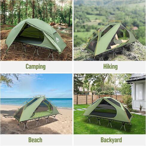 Night Cat Camping Cot Tent for 1 Person Off Ground Elevated Tent Cot Foldable Camping Sleeping Bed with Rainfly Waterproof Green in Saudi Arabia