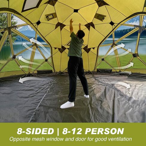 8/10/12 Person Large Pop Up Hub Tent for Camping, Gazebo Screen Tent with Rain-Proof Cover and Floorprint, 60 Second Set Up Tent Canopy Shelter Camping Shelter 145 sq. ft. in Saudi Arabia