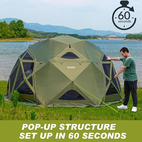8/10/12 Person Large Pop Up Hub Tent for Camping, Gazebo Screen Tent with Rain-Proof Cover and Floorprint, 60 Second Set Up Tent Canopy Shelter Camping Shelter 145 sq. ft. in Saudi Arabia