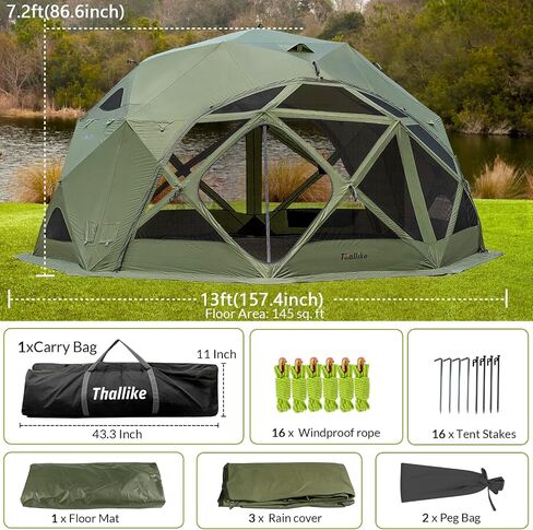 8/10/12 Person Large Pop Up Hub Tent for Camping, Gazebo Screen Tent with Rain-Proof Cover and Floorprint, 60 Second Set Up Tent Canopy Shelter Camping Shelter 145 sq. ft. in Saudi Arabia