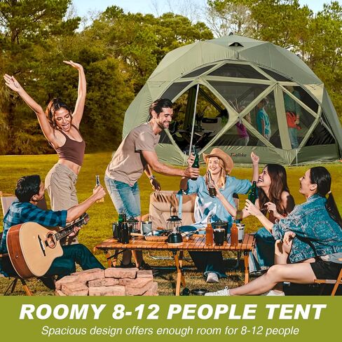 8/10/12 Person Large Pop Up Hub Tent for Camping, Gazebo Screen Tent with Rain-Proof Cover and Floorprint, 60 Second Set Up Tent Canopy Shelter Camping Shelter 145 sq. ft. in Saudi Arabia