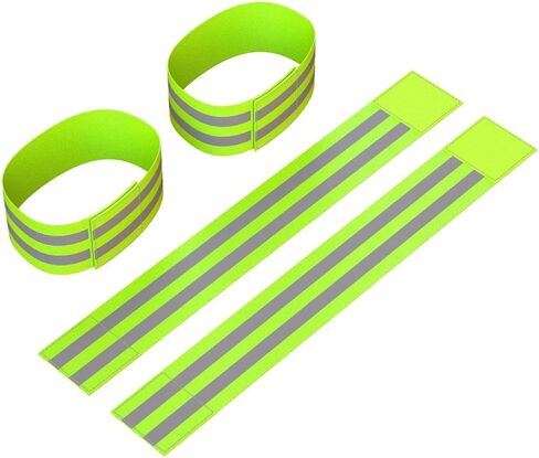 Reflective Ankle Bands (4 Bands/2 Pairs) | High Visibility and Safety for Jogging/Cycling/Walking etc | Works as Wristbands, Armband, Leg Straps | Accessories for Sports/Running Gear in Saudi Arabia