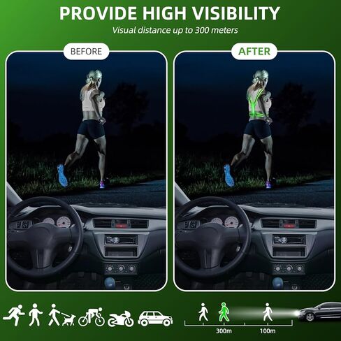 سترة Laelr LED العاكسة للجري، سترة أمان عالية الوضوح وقابلة لإعادة الشحن وقابلة للتعديل، 8 أوضاع، سترة مضيئة مع شرائط عاكسة، حقيبة حزام للمشي الليلي، ركوب الدراجات، المشي، الرجال والنساء in Kuwait