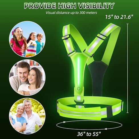 سترة Laelr LED العاكسة للجري، سترة أمان عالية الوضوح وقابلة لإعادة الشحن وقابلة للتعديل، 8 أوضاع، سترة مضيئة مع شرائط عاكسة، حقيبة حزام للمشي الليلي، ركوب الدراجات، المشي، الرجال والنساء in Kuwait