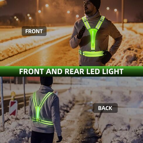 سترة Laelr LED العاكسة للجري، سترة أمان عالية الوضوح وقابلة لإعادة الشحن وقابلة للتعديل، 8 أوضاع، سترة مضيئة مع شرائط عاكسة، حقيبة حزام للمشي الليلي، ركوب الدراجات، المشي، الرجال والنساء in Kuwait