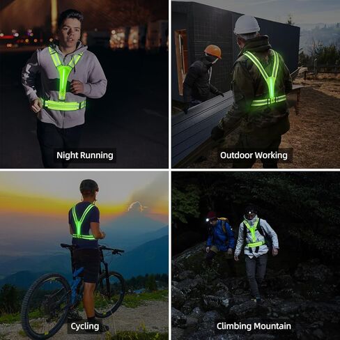 سترة Laelr LED العاكسة للجري، سترة أمان عالية الوضوح وقابلة لإعادة الشحن وقابلة للتعديل، 8 أوضاع، سترة مضيئة مع شرائط عاكسة، حقيبة حزام للمشي الليلي، ركوب الدراجات، المشي، الرجال والنساء in Kuwait