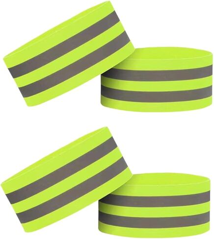 4 Pieces High-Visibility Reflective Bands - Safety Gear for Wrist, Arm, Ankle, and Leg - Ideal for Night Walking, Cycling, and Running, Green in Saudi Arabia