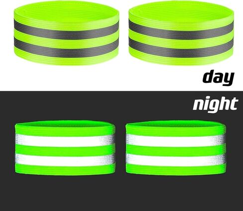 4 Pieces High-Visibility Reflective Bands - Safety Gear for Wrist, Arm, Ankle, and Leg - Ideal for Night Walking, Cycling, and Running, Green in Saudi Arabia