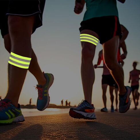 4 Pieces High-Visibility Reflective Bands - Safety Gear for Wrist, Arm, Ankle, and Leg - Ideal for Night Walking, Cycling, and Running, Green in Saudi Arabia