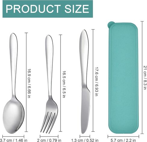 Travel Silverware Set with Case, 4Pcs Portable Forks Spoons and Knives Set, Reusable Utensils for Lunch Box Office Work School Camping Picnic (Orange) in Kuwait