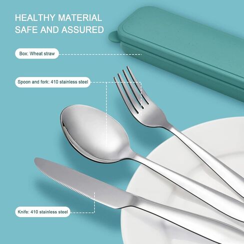 Travel Silverware Set with Case, 4Pcs Portable Forks Spoons and Knives Set, Reusable Utensils for Lunch Box Office Work School Camping Picnic (Orange) in Kuwait