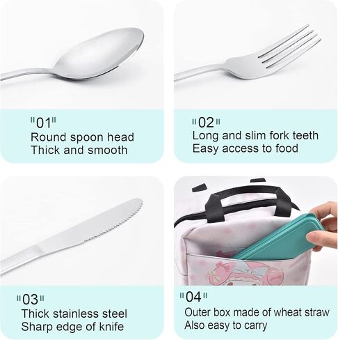 Travel Silverware Set with Case, 4Pcs Portable Forks Spoons and Knives Set, Reusable Utensils for Lunch Box Office Work School Camping Picnic (Orange) in Kuwait