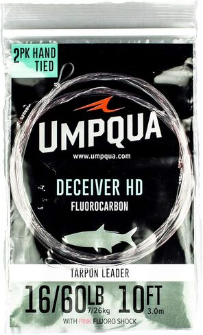 زعيم Umpqua Deceiver HD Tarpon من النايلون مع قلاب صدمات من الفلوروكربون الوردي in Kuwait