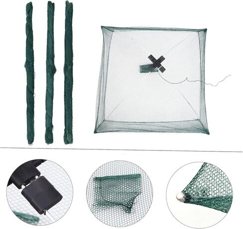 Hand-Thrown Fishing Nets 4pcs Folding Fishing Net Fishing Lures Fishnet Fishing Net Tools Fishing Landing Net Foldable Bait Cast Fishing Nets Mesh Net Equipment Square Nylon in Kuwait