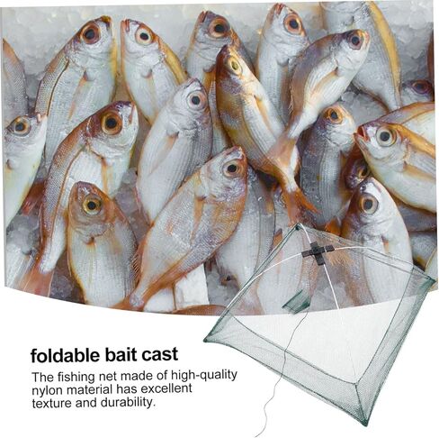 Hand-Thrown Fishing Nets 4pcs Folding Fishing Net Fishing Lures Fishnet Fishing Net Tools Fishing Landing Net Foldable Bait Cast Fishing Nets Mesh Net Equipment Square Nylon in Kuwait