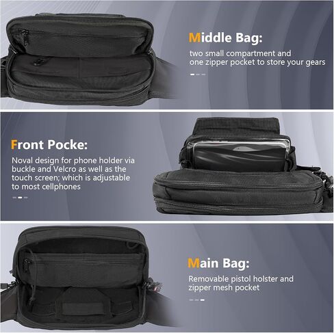 Tactical Fanny Pack for Concealed Carry Sling Bag CCW Crossbody Waist Bag for Men&Women EDC Gear with Adjustable Strap&Touch Screen (ACU black) in Saudi Arabia