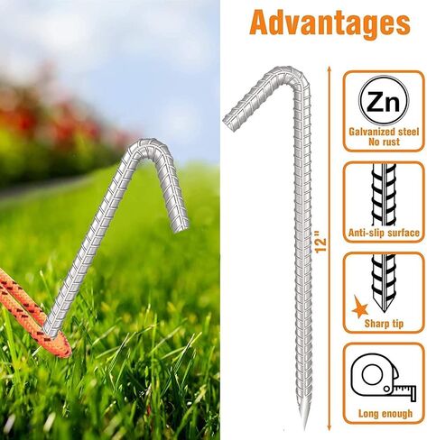Sharp Tent Pegs - 12 inch Galvanized Strong Tent Stakes Heavy Duty - Steel Stakes for Sand, Camping, Wedding, Mountains in Saudi Arabia
