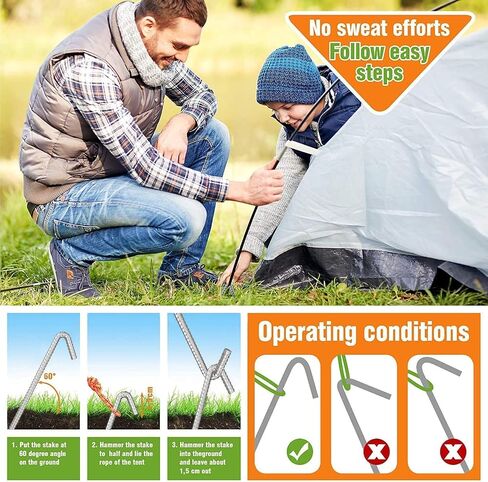 Sharp Tent Pegs - 12 inch Galvanized Strong Tent Stakes Heavy Duty - Steel Stakes for Sand, Camping, Wedding, Mountains in Saudi Arabia