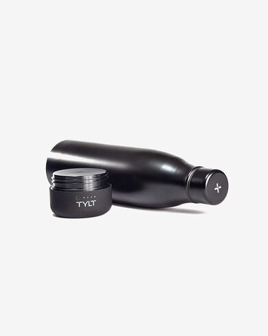 زجاجة مياه TYLT الكل في واحد من الفولاذ المقاوم للصدأ سعة 17 أونصة وبنك طاقة محمول بقدرة 5700 مللي أمبير في الساعة، آمنة للاستخدام في غسالة الأطباق، أسود in Kuwait