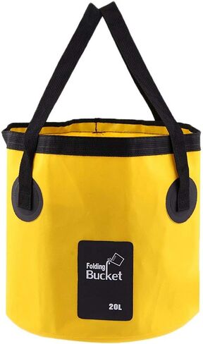 Multifunctional Collapsible Portable Travel Outdoor Wash Basin Folding Bucket Water Storage Bag for Camping Hiking Travel Fishing Caravan Washing (Yellow in Kuwait