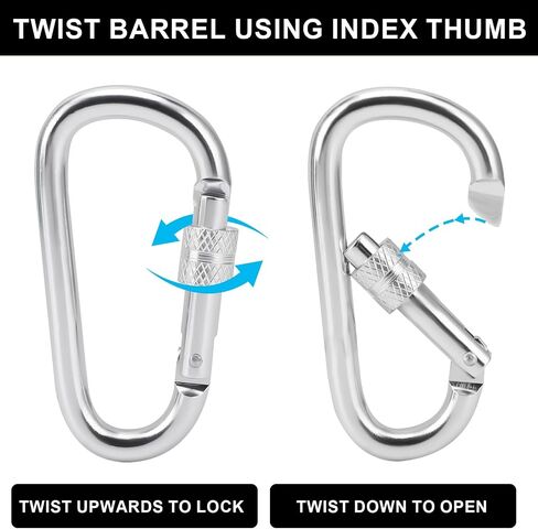 Carabiner Clip, 3" Locking Carabiners,D Ring Shape Caribeaner with Key Rings, Aluminum Carabiner for Keychain Clip, Sliver 4-Pack in Various Sizes in Saudi Arabia