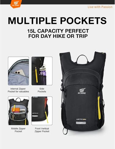 SKYSPER Small Hiking Backpack 15L Lightweight Travel Daypack for Camping Travelling Breathable Walking Daybag for Women Men in Saudi Arabia