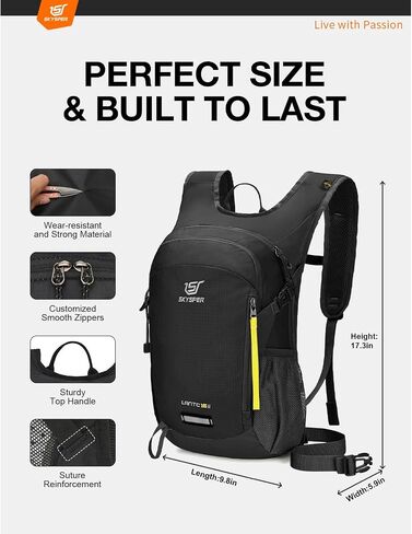 SKYSPER Small Hiking Backpack 15L Lightweight Travel Daypack for Camping Travelling Breathable Walking Daybag for Women Men in Saudi Arabia