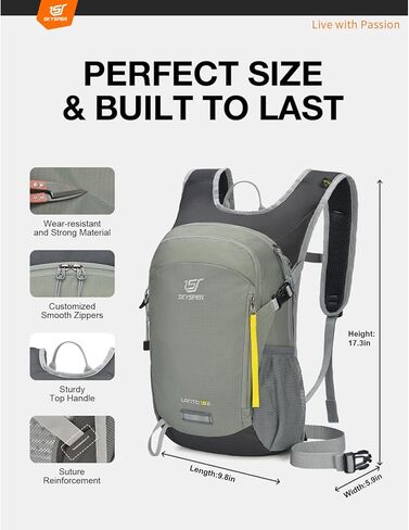 حقيبة ظهر صغيرة للمشي لمسافات طويلة من SKYSPER سعة 15 لتر خفيفة الوزن للسفر والتخييم والسفر حقيبة نهارية للمشي قابلة للتنفس للنساء والرجال in Kuwait