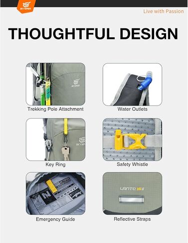 حقيبة ظهر صغيرة للمشي لمسافات طويلة من SKYSPER سعة 15 لتر خفيفة الوزن للسفر والتخييم والسفر حقيبة نهارية للمشي قابلة للتنفس للنساء والرجال in Kuwait