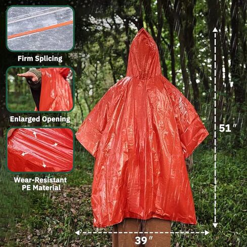 المعطف الطوارئ 4 حزمة، مايلر عكسها بطانية معطف واق من المطر الدافئة، بطانية الطوارئ معزولة، عاكسة لزيادة الرؤية، والتخييم في الهواء الطلق البقاء على قيد الحياة والعتاد سور، بطانيات حيوية للسيارة in Kuwait