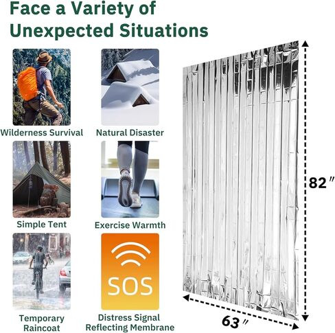 المعطف الطوارئ 4 حزمة، مايلر عكسها بطانية معطف واق من المطر الدافئة، بطانية الطوارئ معزولة، عاكسة لزيادة الرؤية، والتخييم في الهواء الطلق البقاء على قيد الحياة والعتاد سور، بطانيات حيوية للسيارة in Kuwait