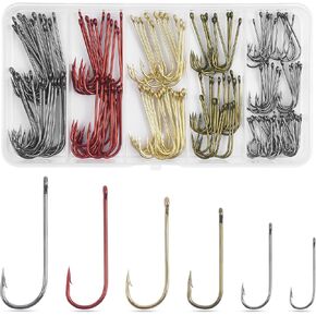 Fishing Crappie Hooks Set, 150pcs Aberdeen Hooks Crappie Hooks Panfish Hooks Long Shank Offset Hooks Live Bait Hooks Small Fishing Hooks for Crappie Panfish Sunfish Trout Bass Fishing Freshwater