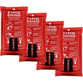 Fire Blanket 2 Pack 40" x 40", Fiberglass Supression Blanket, Emergency, Kitchen, School, Grill, Camping