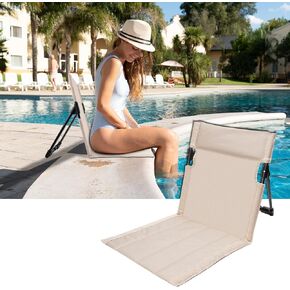 Foldable Seat for Poolside Chairs, Portable Outdoor Poolside Chairs for Edge of Pool, Beach Chair, Pool Accessories, Pool Seats for Edge of Pool, Provides Back Support