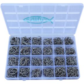Fishing Hooks Freshwater Saltwater Fish Hooks Bulk Fishing Hooks Set 600PCS Worm Catfish Hooks Fish Gear Equipment Supplies